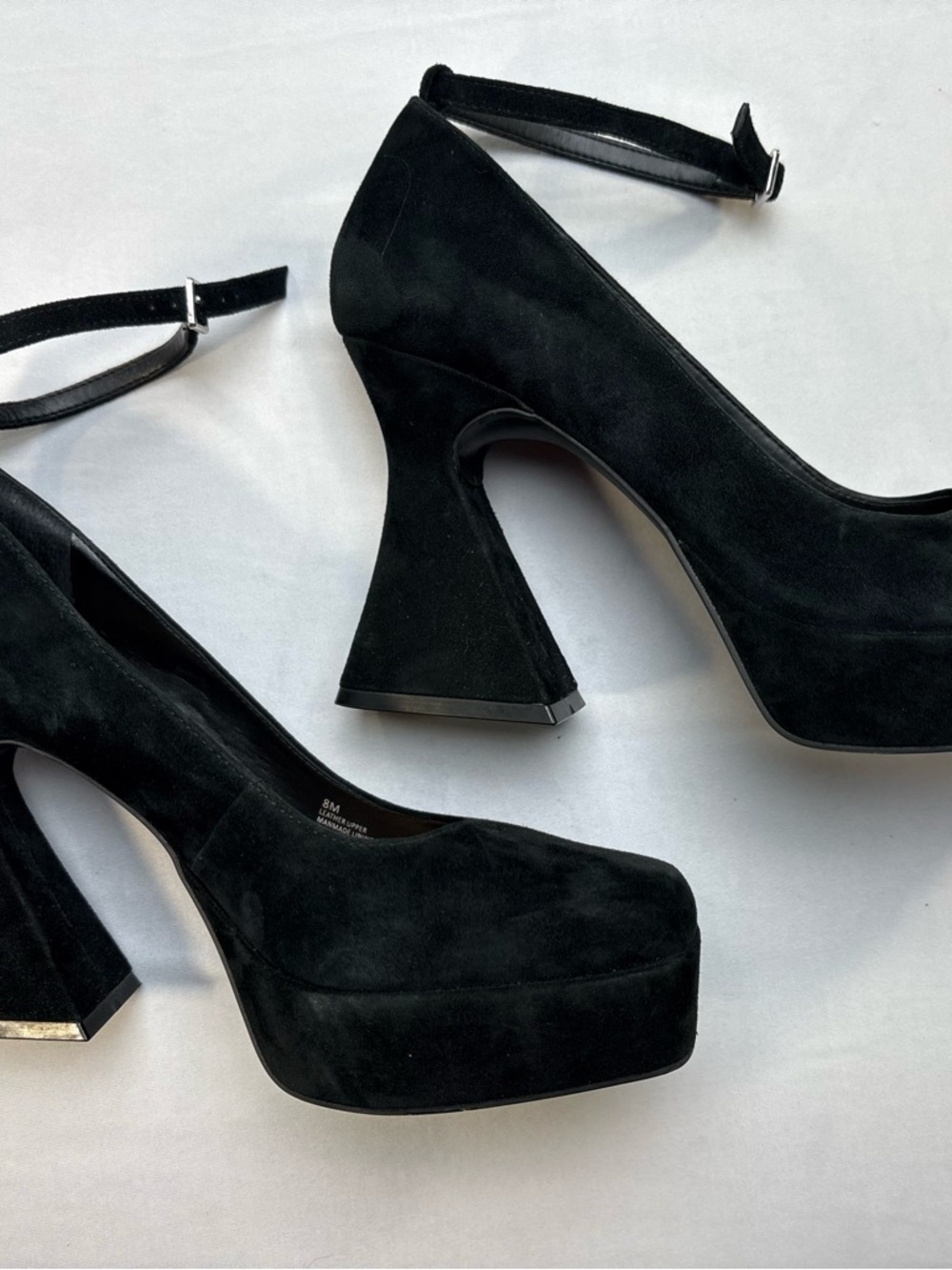 Gianni Bini Black Suede Platform Ankle-Strap Heels